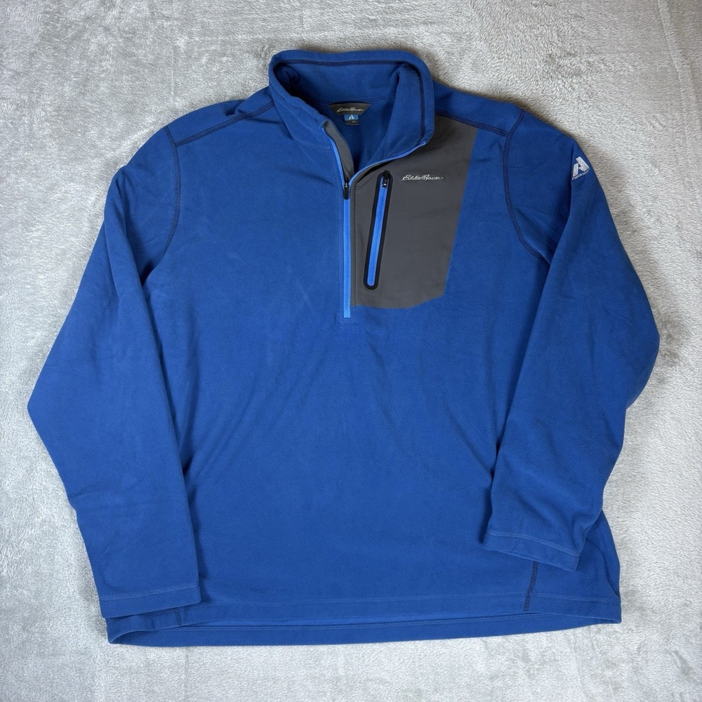 Eddie Bauer Mens Size 2XL XXL Fleece‎ Shirt Pullover 1/4 Zip First Ascent Blue